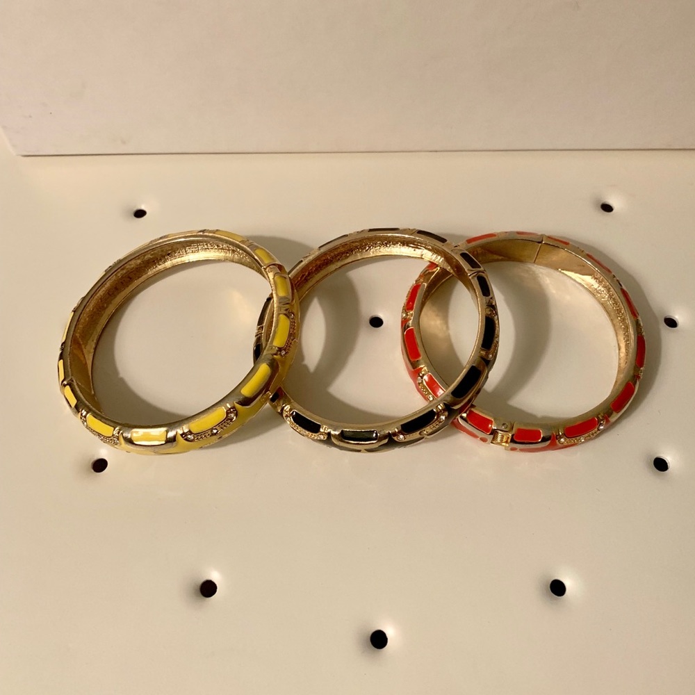 Three Stackable Diamond Studded Hinged Bangles - image 4